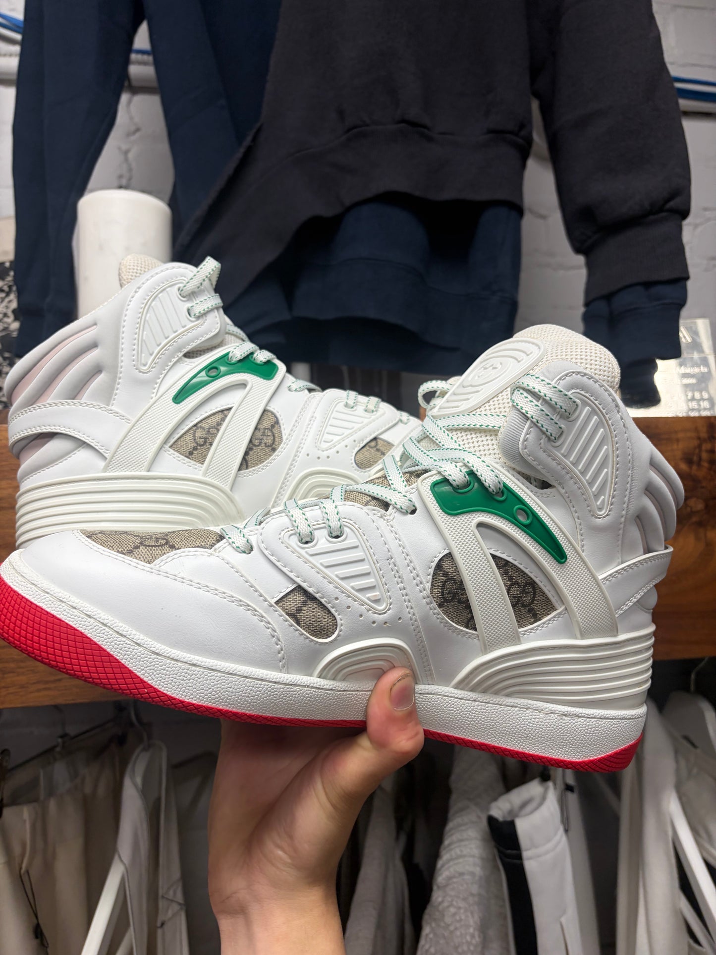 Gucci ‘Basket High’ White/Demetra Red Sneakers