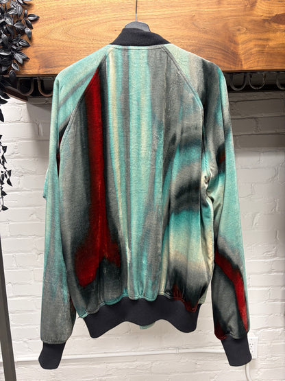 SS2018 Rick Owens ‘Dirt’ Raglan Teal/Red Flight MA-1 Bomber Jacket