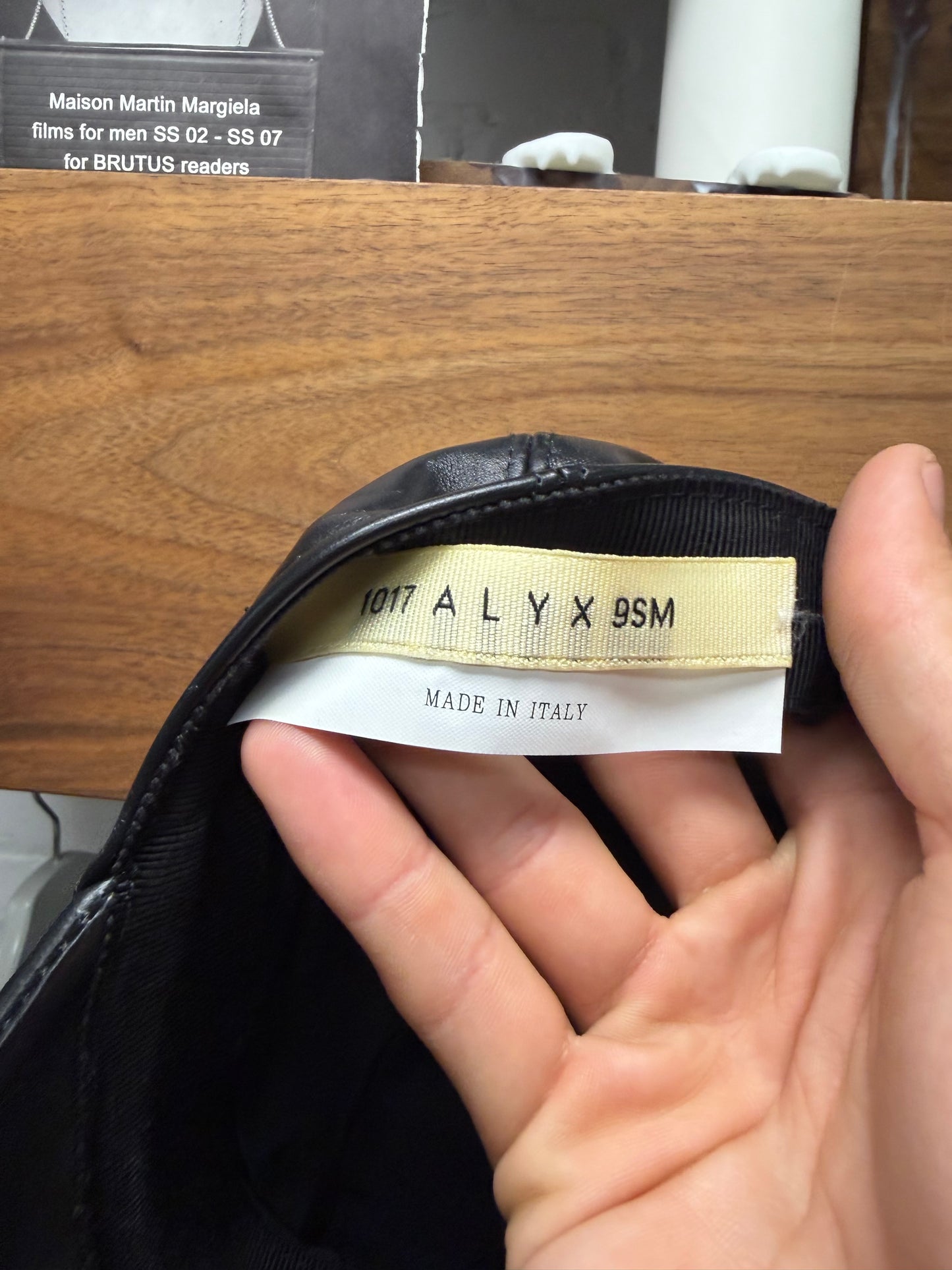 1017 Alyx 9SM ‘Lightercap’ Black Leather Strap-Back Hat