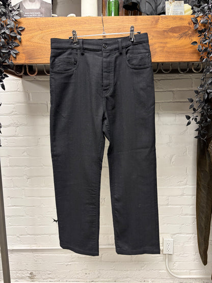 Ann Demeulemeester Black Slim/Straight Cut Cropped Wool Trousers