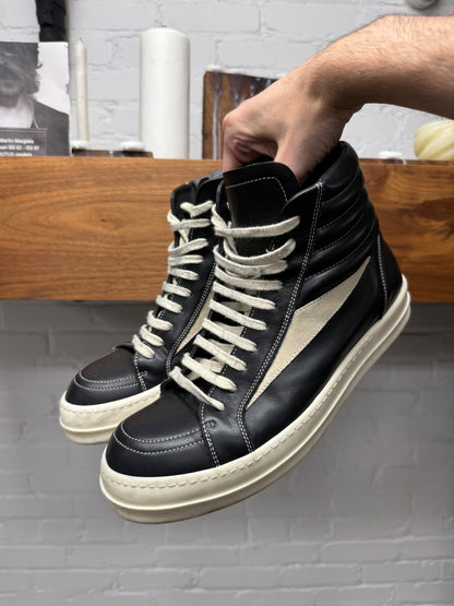 Rick Owens Owens ‘Vans’ Mainline Black Leather High Top Sneakers