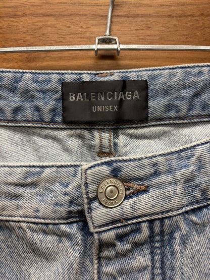 2023 Balenciaga Baggy Washed Blue ‘Heelbite’ Wide Leg Denim