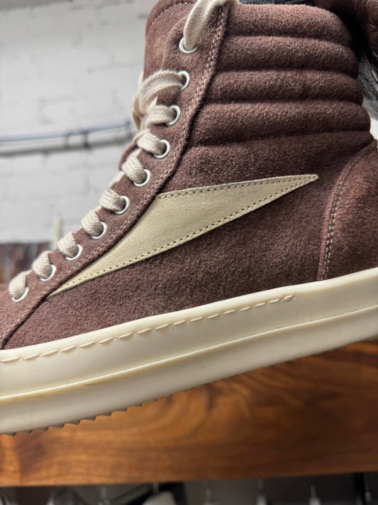 AW2024 Rick Owens ‘Vans’ Porterville Dust Brown High Top Sneakers