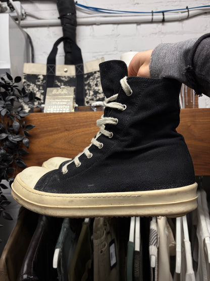 Rick Owens DRKSHDW Black Canvas ‘Ramones’ High Top Sneakers
