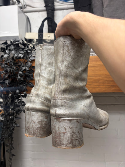 Maison Margiela Painted Silver Platform Heel ‘Tabi’ Split Toe Boots