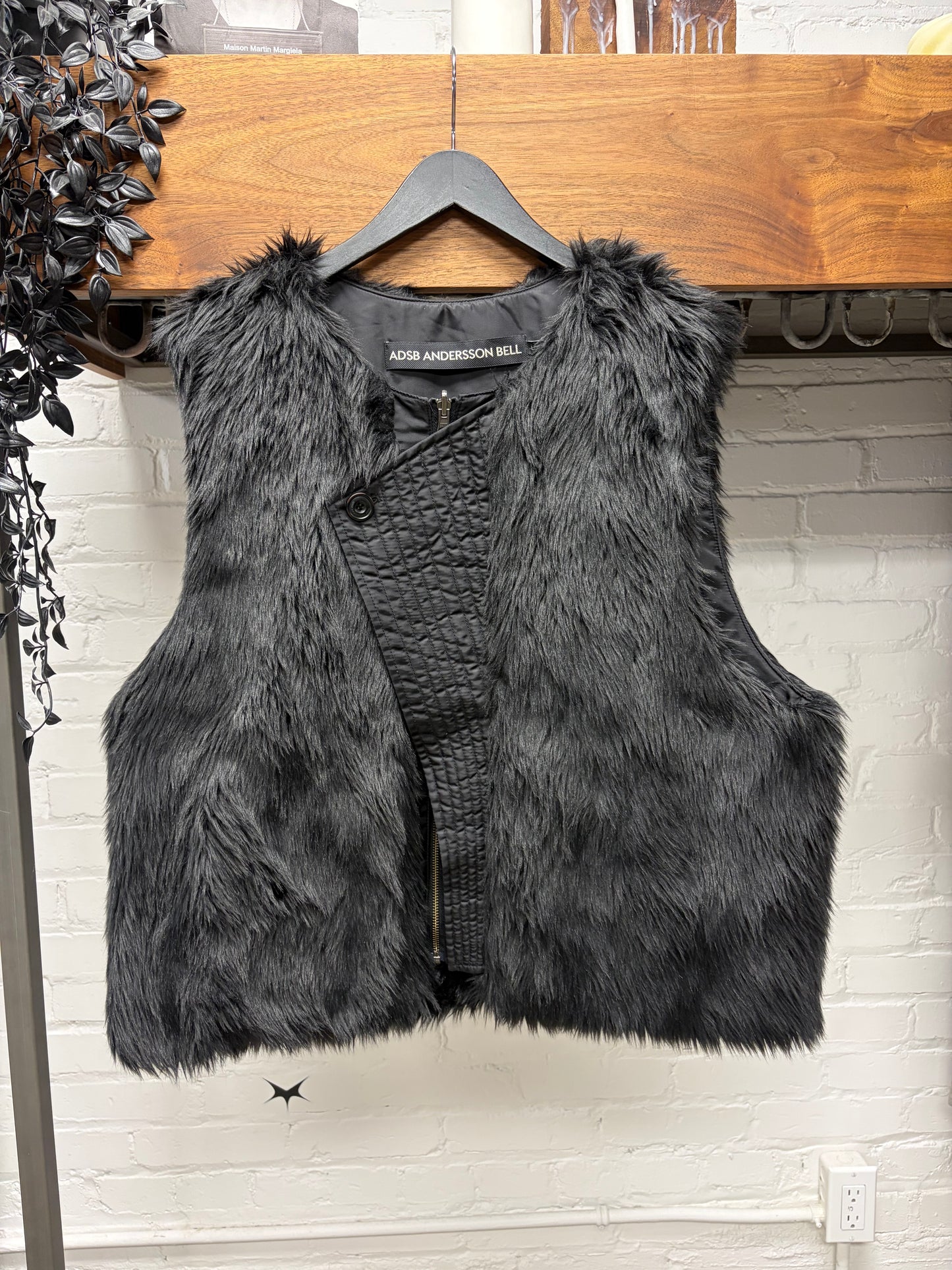 Anderson Bell Black Faux-Fur Vest