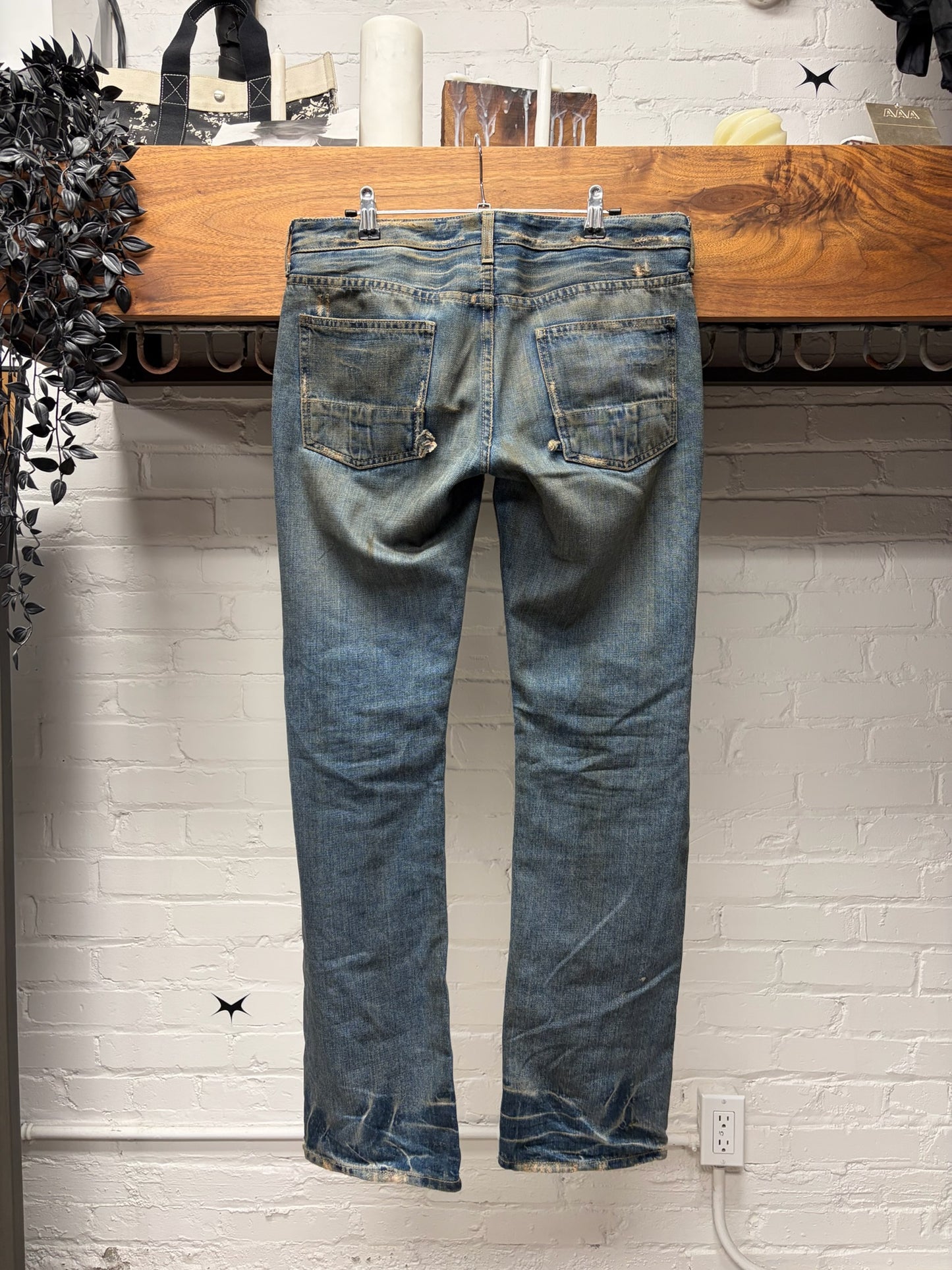 2000s Rick Owens ‘Slab’ Dirt Washed Blue Bootcut Denim