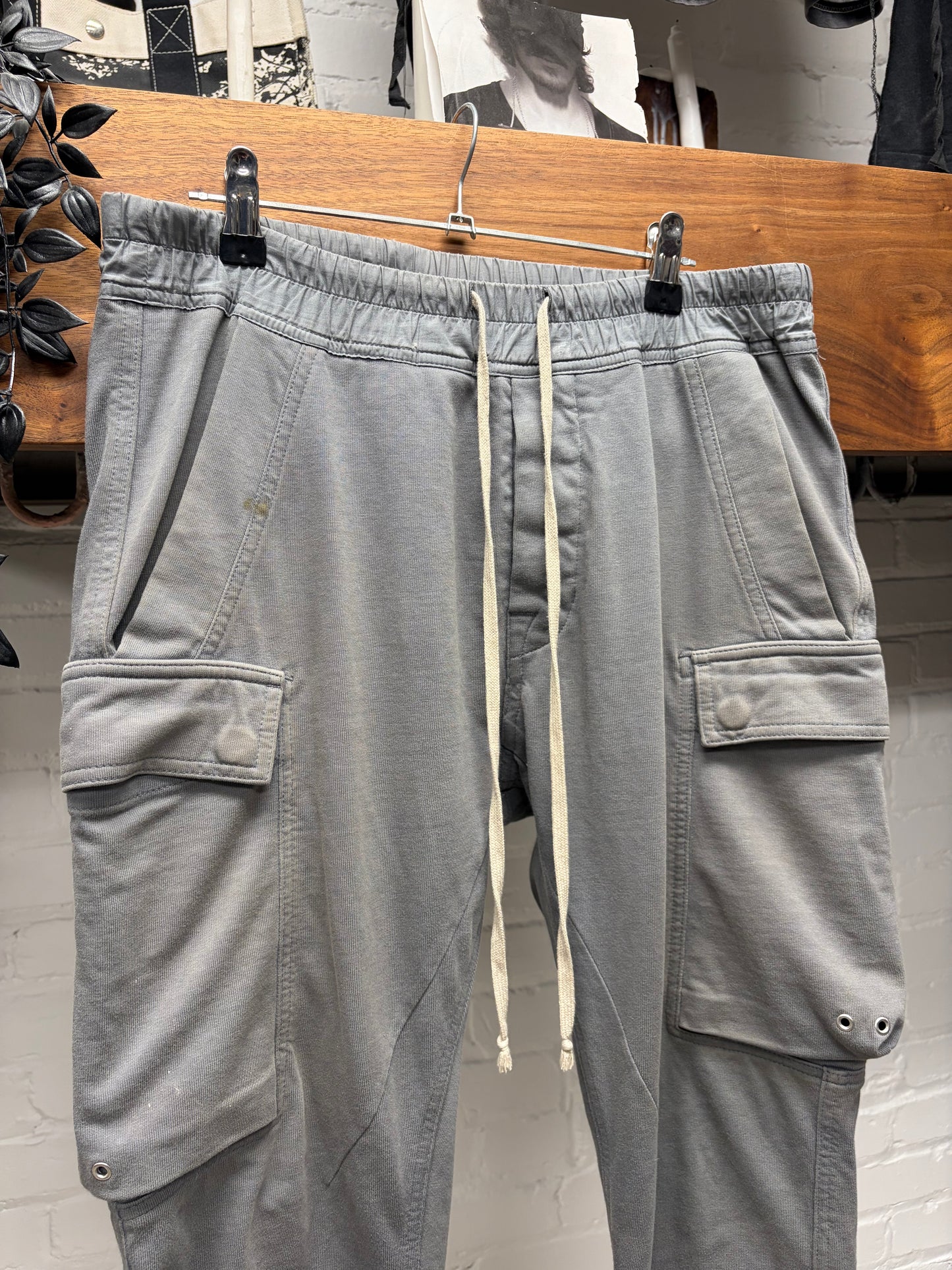 AW2019 Rick Owens ‘Larry’ Blu/Grey Drawstring Cargo Joggers