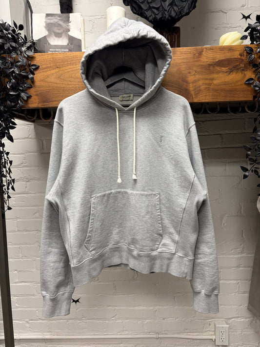 2023 Saint Laurent ‘YSL’ Embroidered Logo Grey Pullover Hoodie