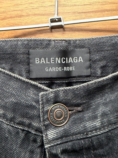 2023 Balenciaga Dark Grey Flared Cut Relaxed Fit Denim