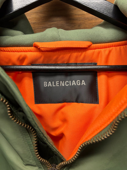 AW2024 Balenciaga Distressed Green ‘MA-1’ Hooded Bomber Jacket