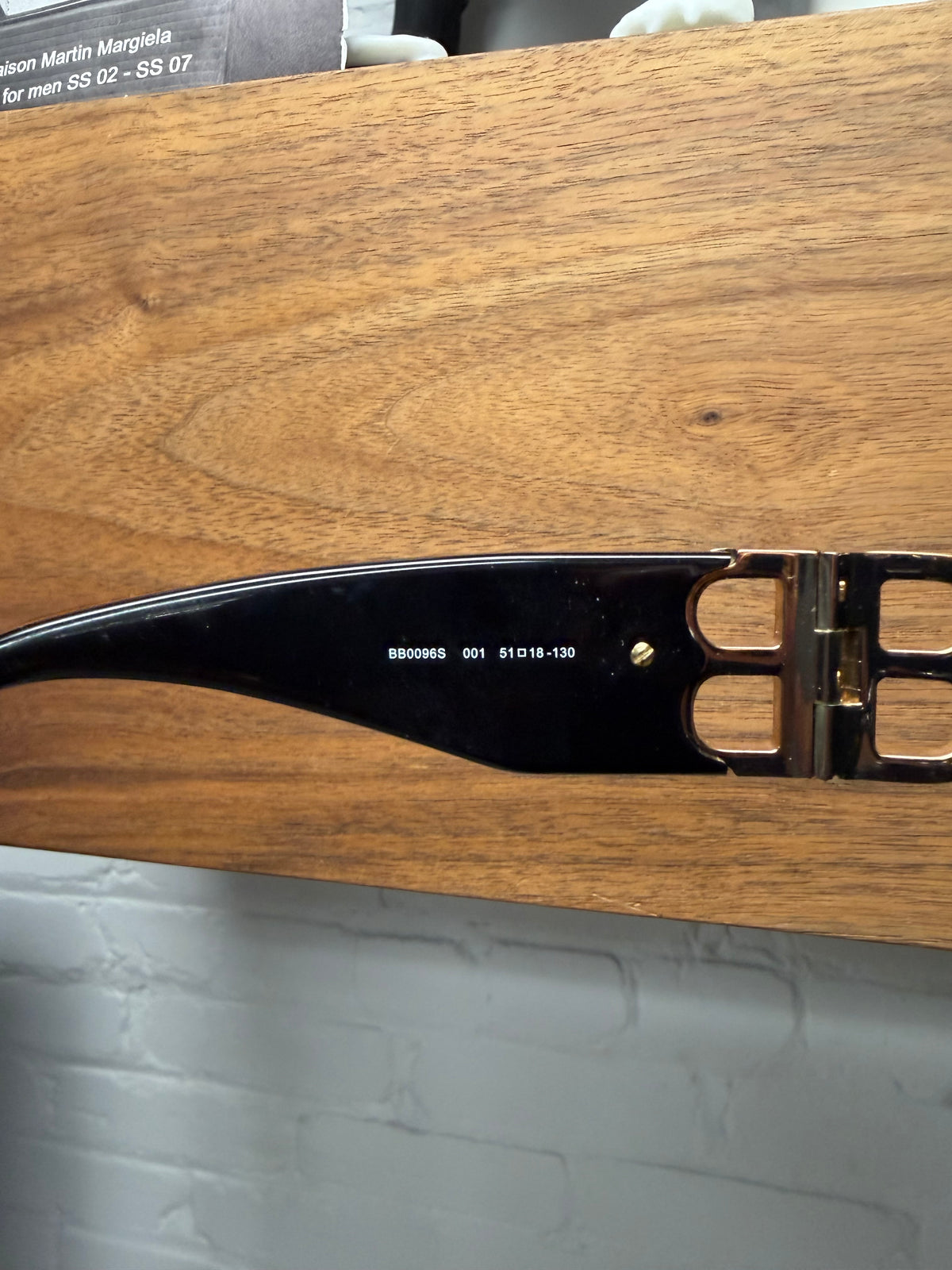 Balenciaga ‘Dynasty’ Black/Gold BB Interlock Rectangular Frame Sunglasses