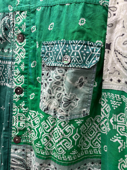 Kapital Green Paisley Patchwork Lightweight Trucker Jacker Jacket