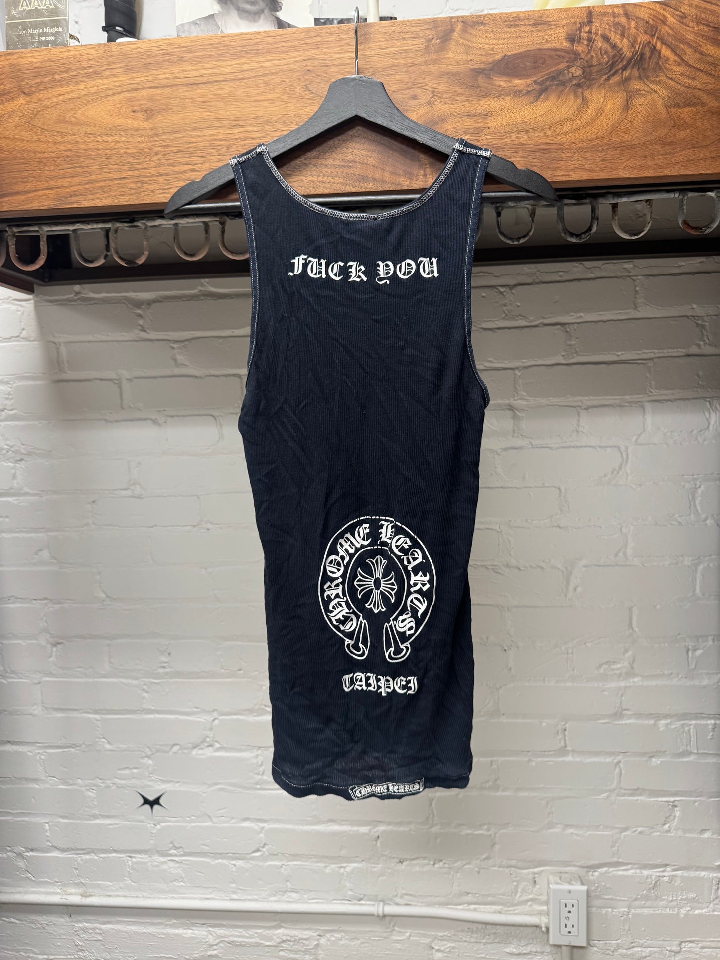 Vintage Chrome Hearts ‘Taipei’ Store Exclusive ‘FUCK YOU’ Ribbed Black Tank Top