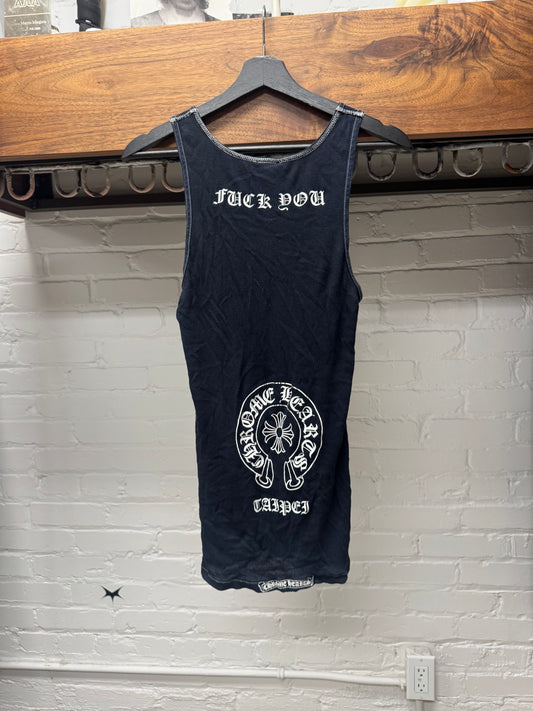 Vintage Chrome Hearts ‘Taipei’ Store Exclusive ‘FUCK YOU’ Ribbed Black Tank Top