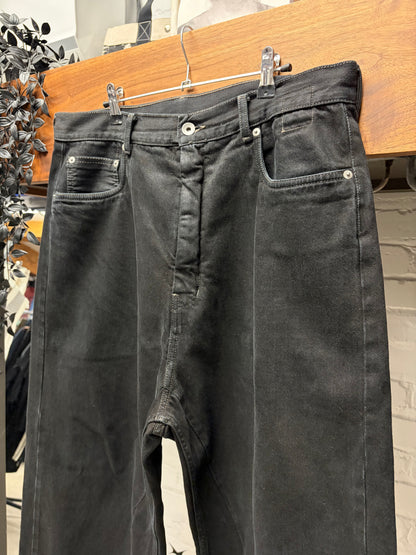 Rick Owens Black ‘Geth Cut’ Wide Leg Denim