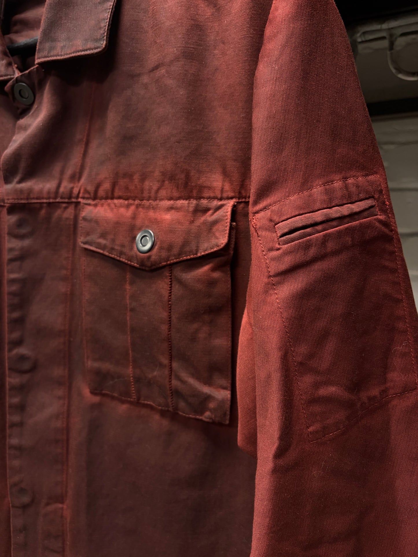 11 by Boris Bidjan Saberi ‘S1B-F1447’ Oxblood Red Denim Work-Shirt