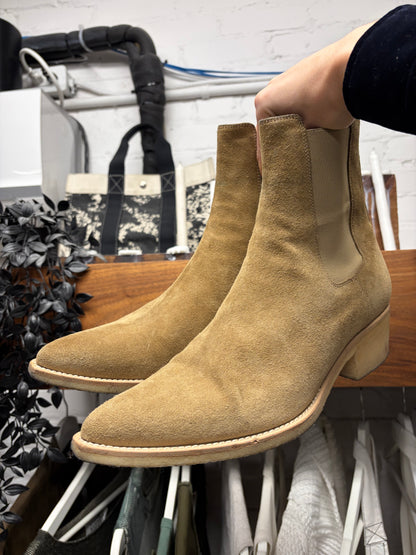 Amiri Brown Tab Suede Crepe Sole Pointed Toe Boots