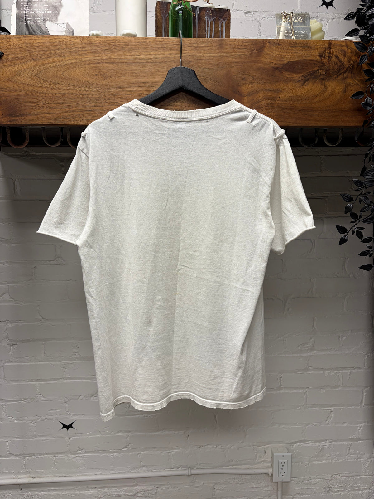 SS2006 Number (N)ine ‘Welcome to the Shadows’ Skull Jesus Distressed White Graphic T-Shirt