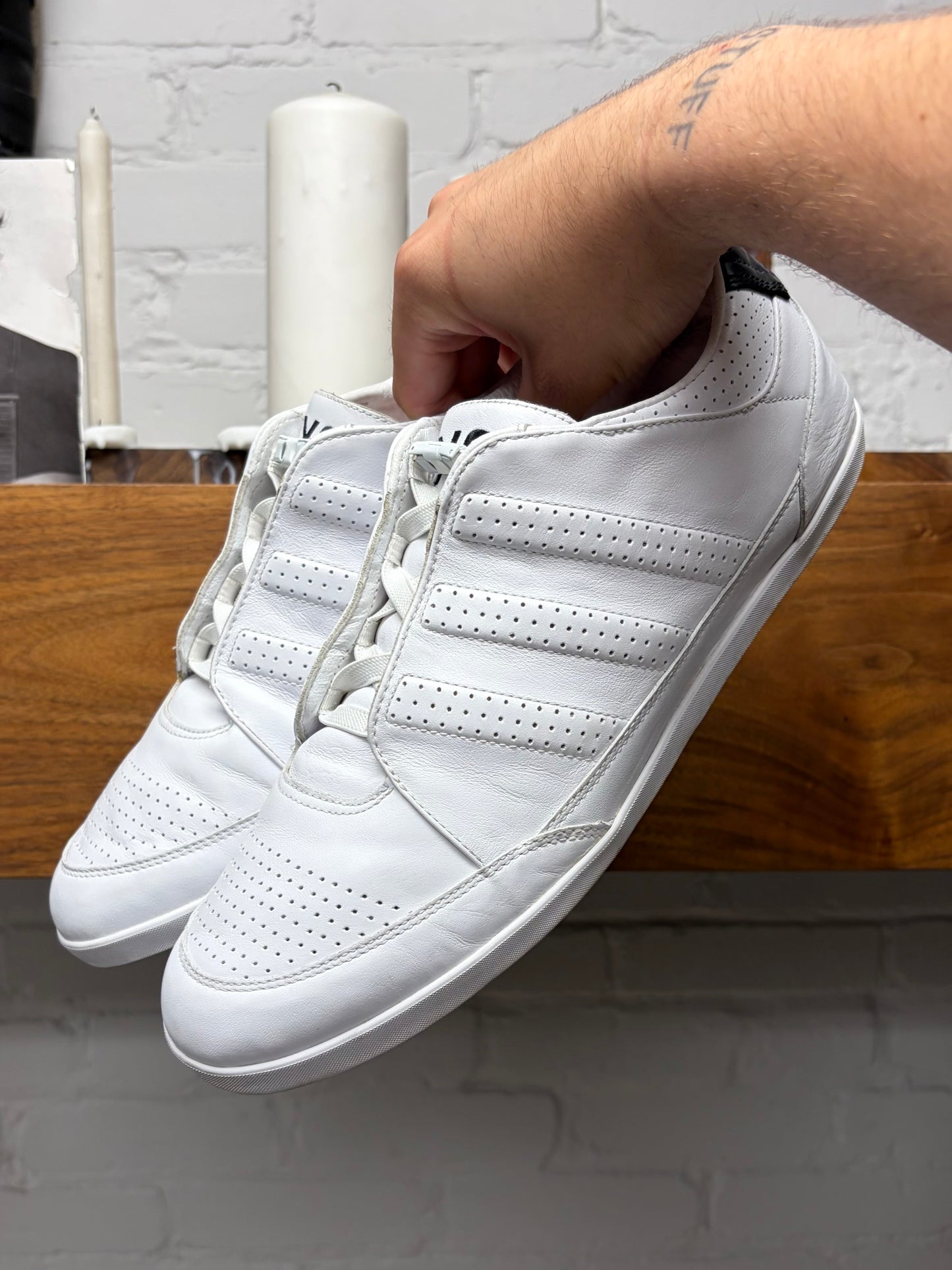 Y-3 by Yohji Yamamoto ‘Honja’ White Leather Low Top Sneakers