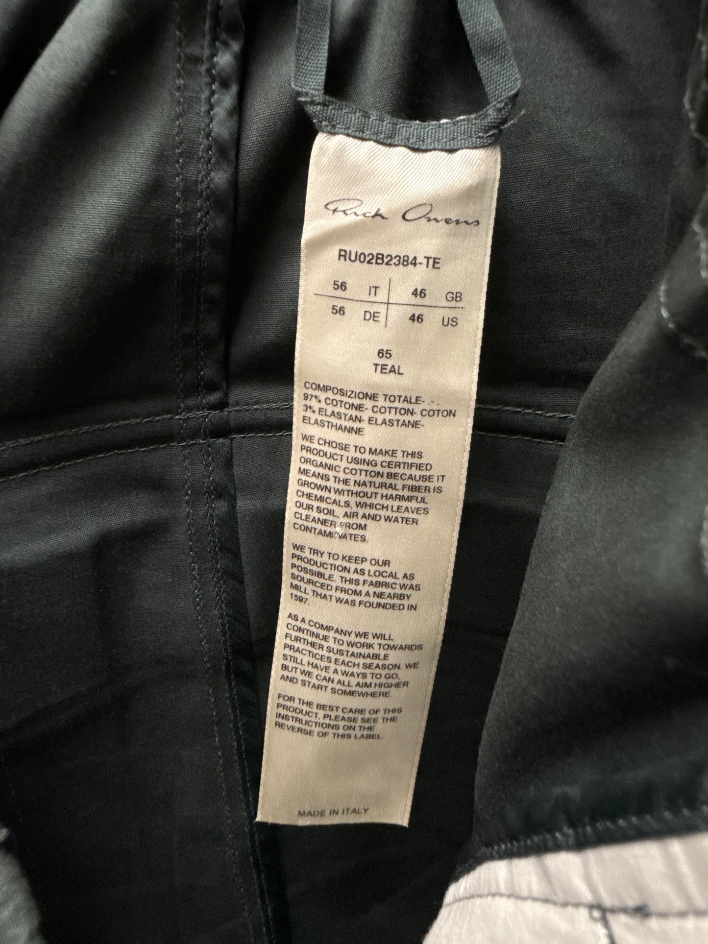 AW2022 Rick Owens ‘Strobe’ Teal Blue Pod Drop Crotch Shorts