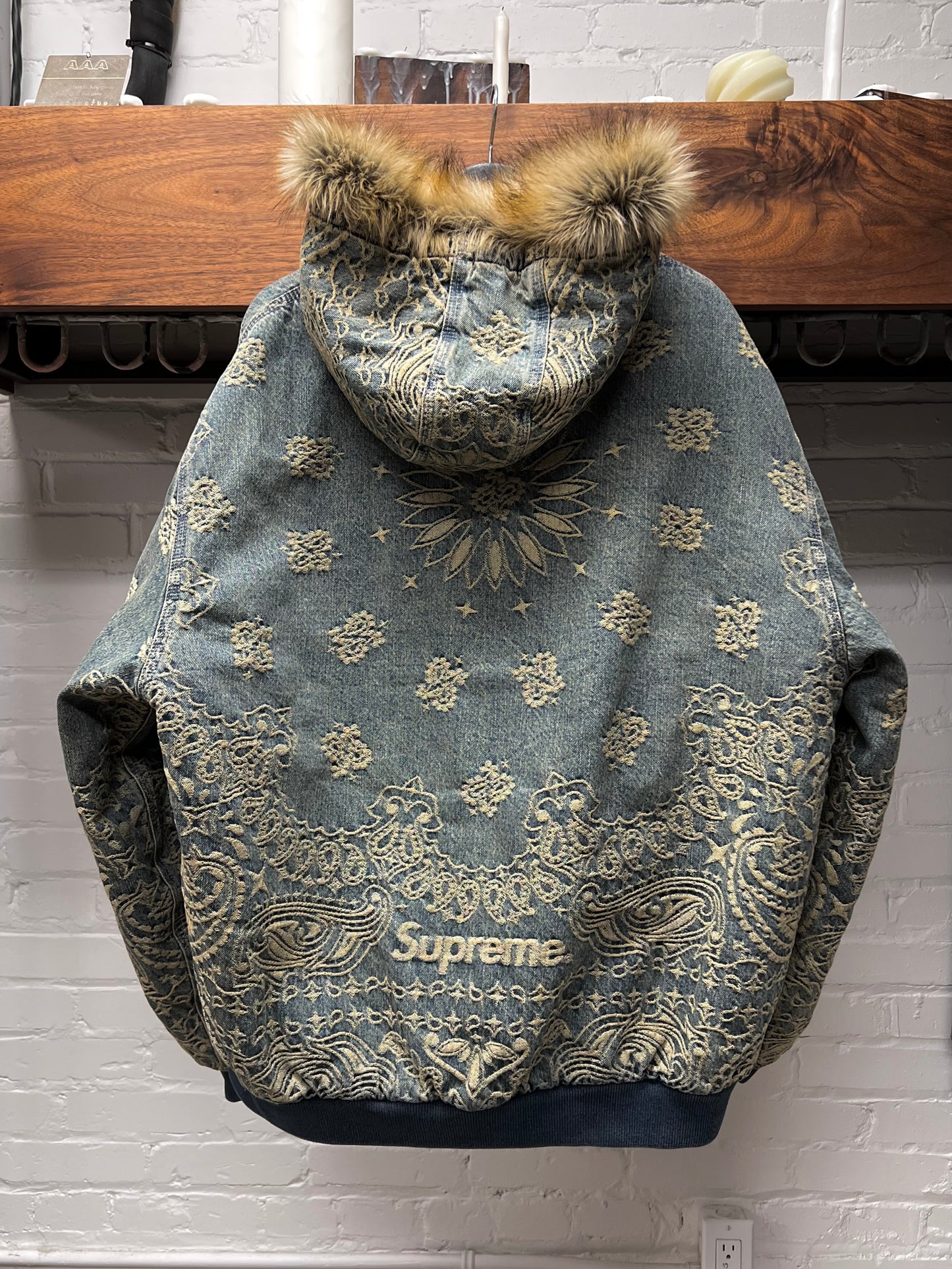 SS2025 Supreme Bandanna Jacquard Denim Hooded Work Jacket