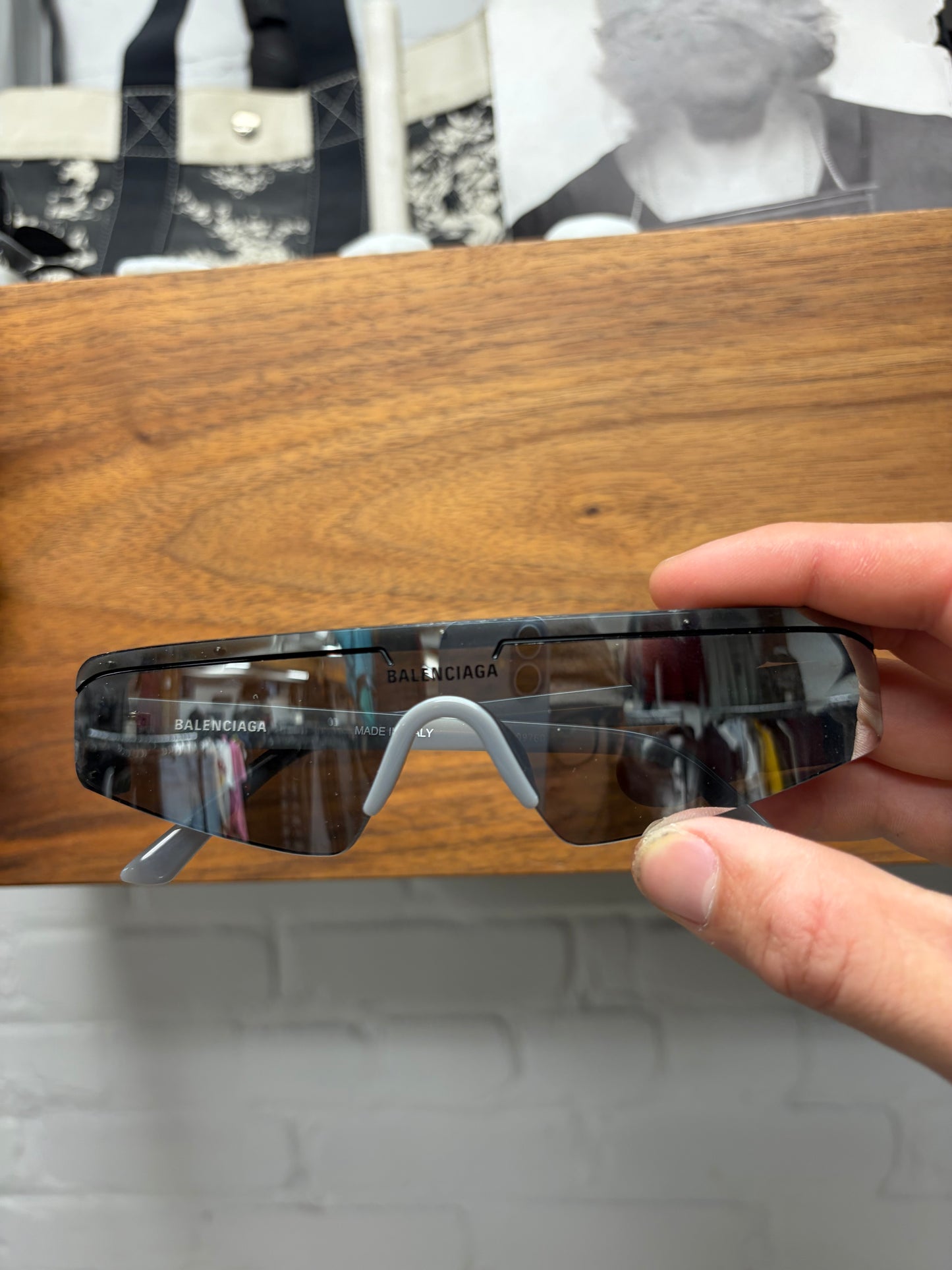Balenciaga ‘Ski’ Grey/Black Rimless Sleek Sunglasses