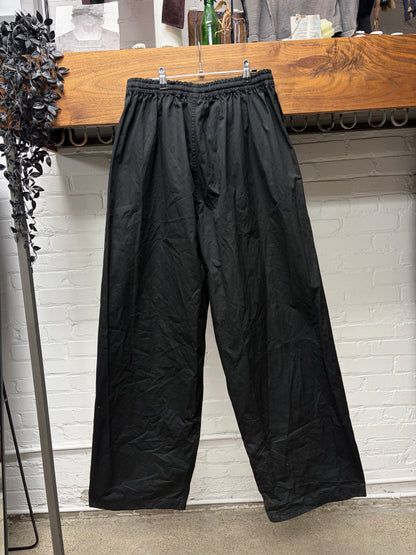 2024 Balenciaga Black Cotton Wide Leg Drawstring Track Pants