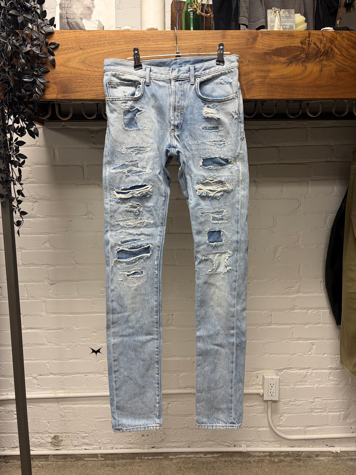 Dior Homme Light Wash Blue Crash Distressed Skinny Jeans