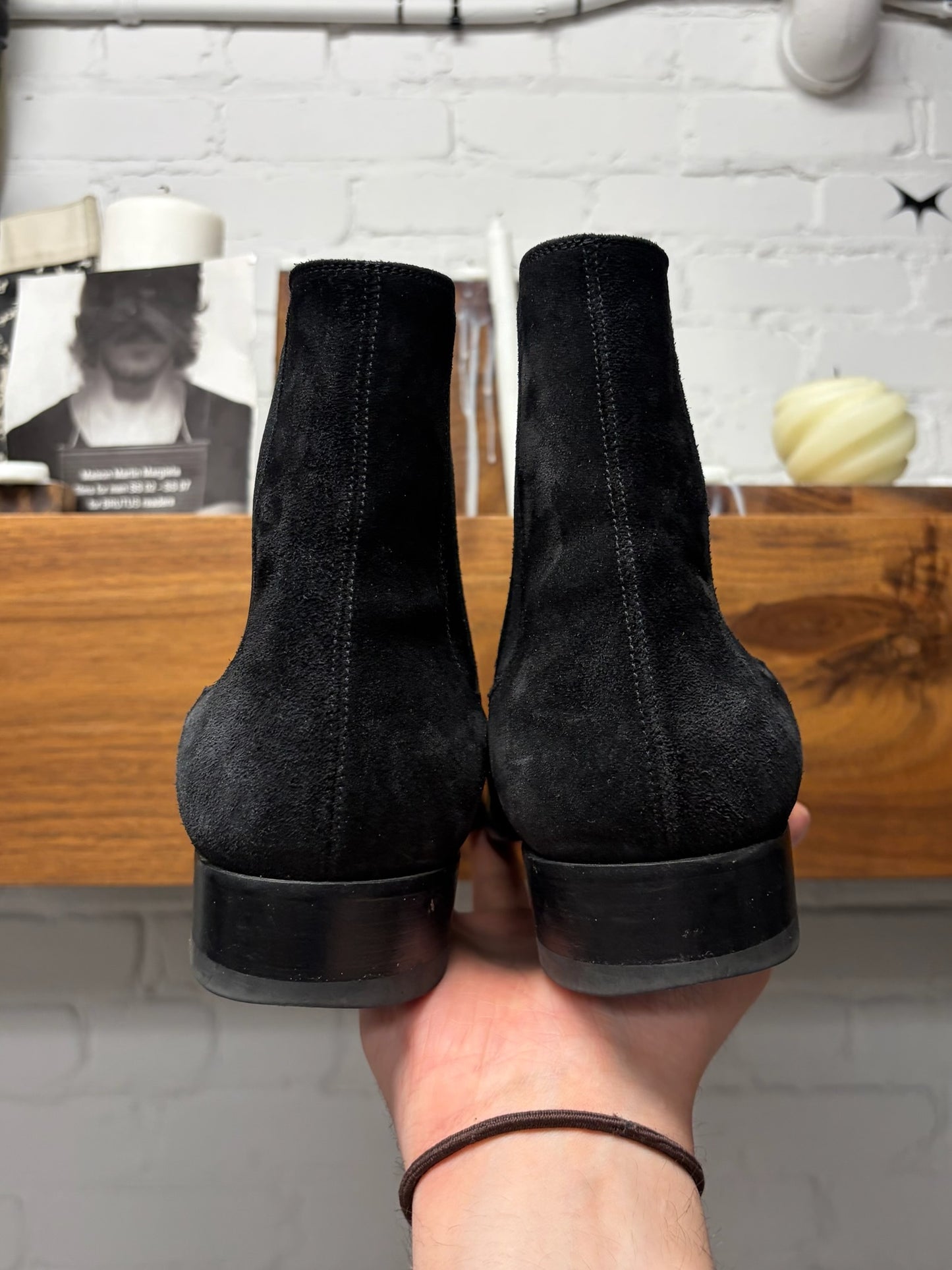 Saint Laurent Black Suede ‘Wyatt’ Chelsea Boots