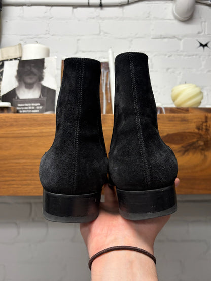 Saint Laurent Black Suede ‘Wyatt’ Chelsea Boots