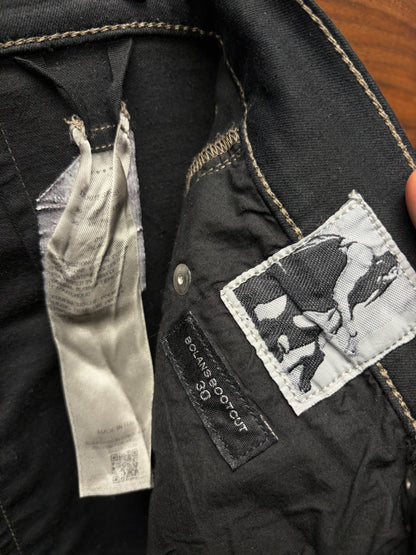 Rick Owens ‘Bolans’ Waxed Black Flared Leg Denim