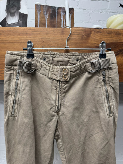 2000s Prada Light Brown Capri Cropped Military Pants
