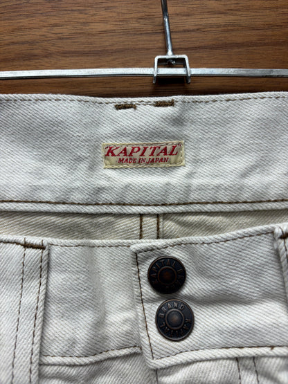Kapital 70s Inspired ‘Bush’ White Flared Leg Denim