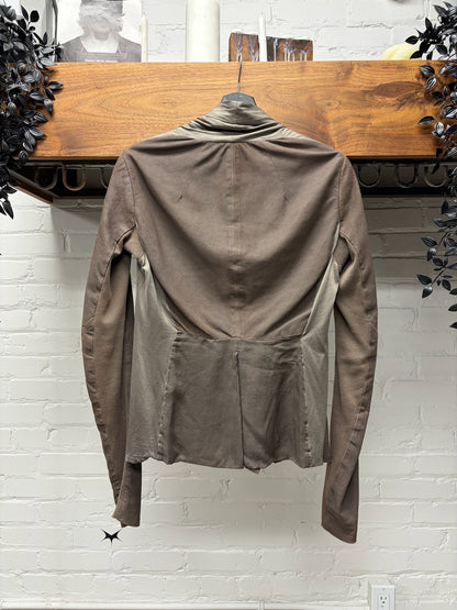 Rick Owens O&M era Silk/Leather Hybrid Dust Brown Scoop Neck Jacket