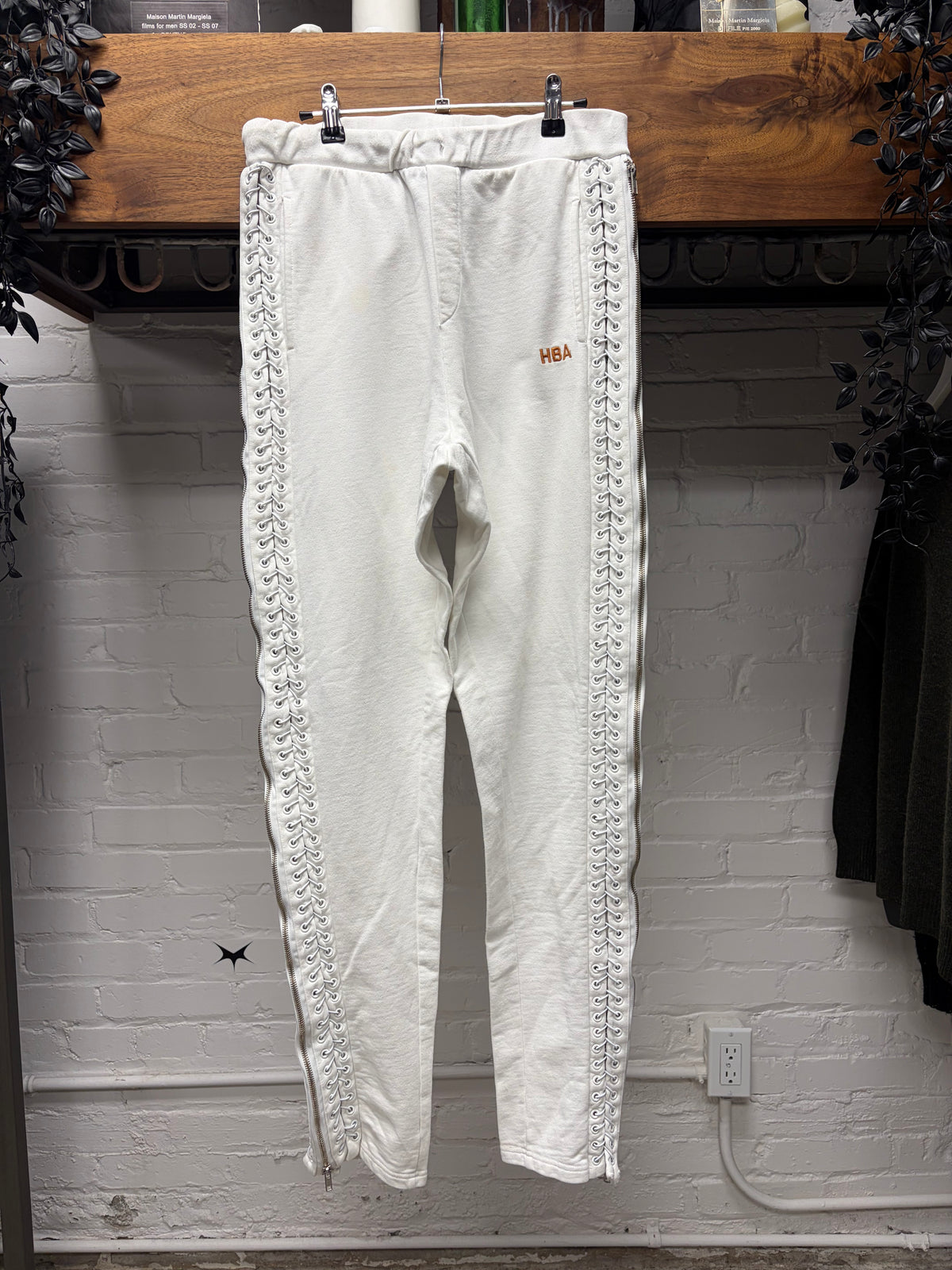 Hood by Air ‘Corset Bondage’ Side Seam White Skinny Cut Sweatpants