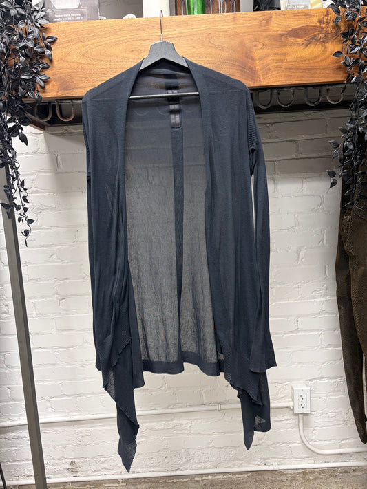 AW2011 Rick Owens ‘Anthem’ Black Semi Sheer Waterfall Cardigan