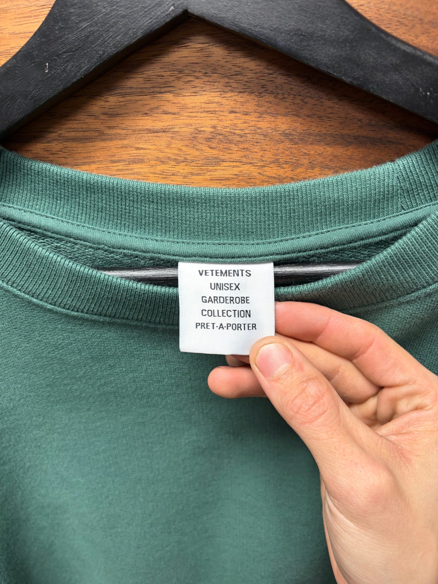Vetements ‘Polezi’ Dropped Shoulder Oversized Green Sweatshirt