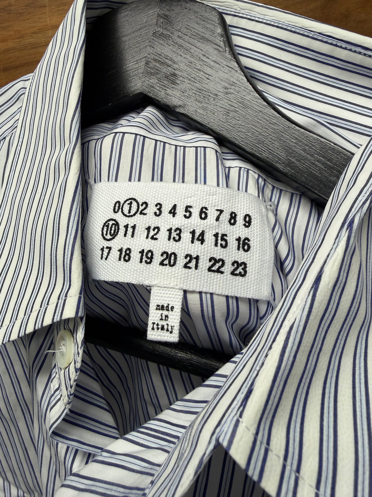 SS2024 Maison Margiela Pinstripe Blue/White Short Sleeve Button Up Shirt