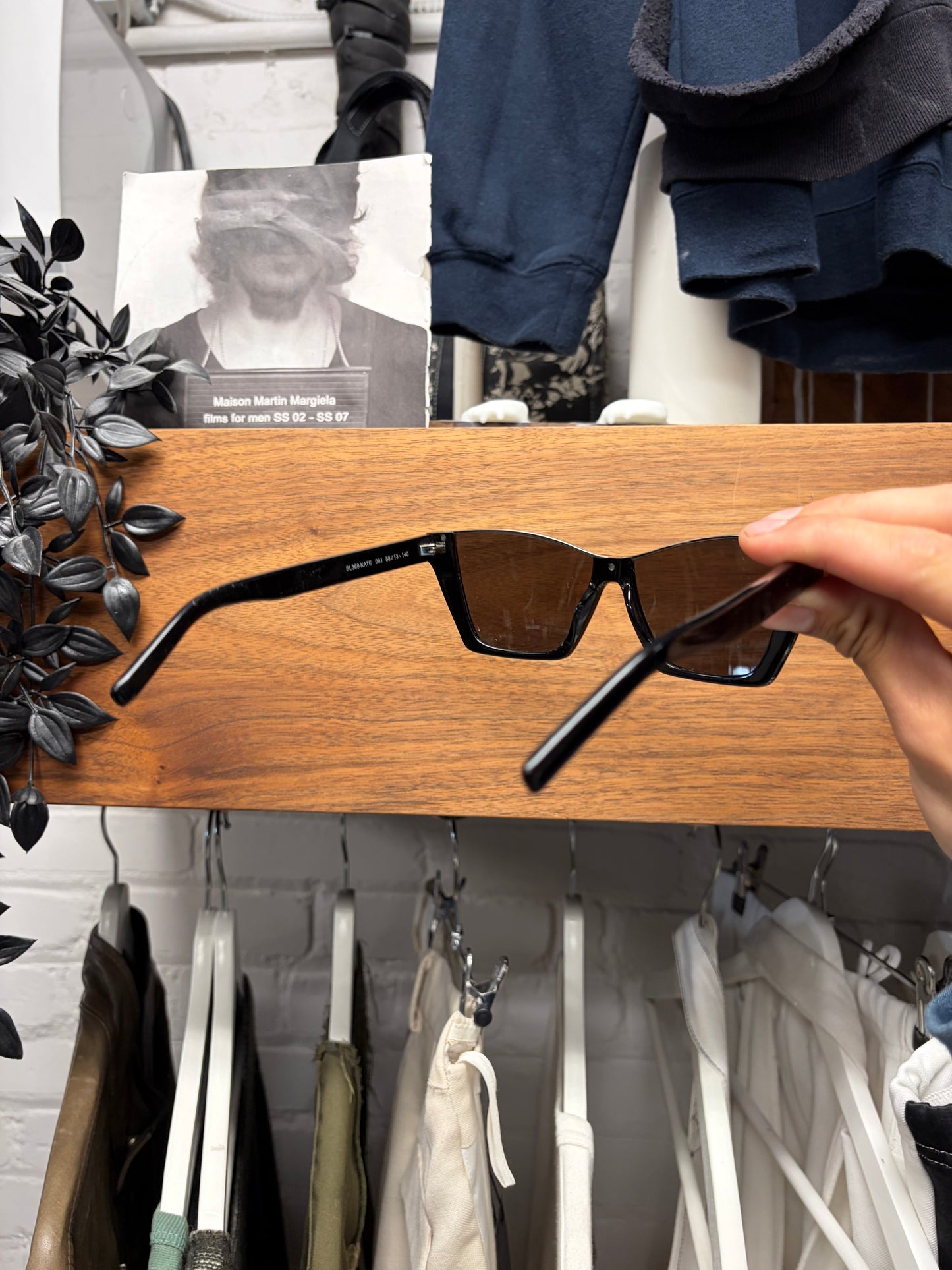Saint Laurent Half Rim Tortoiseshell Brown Sunglasses