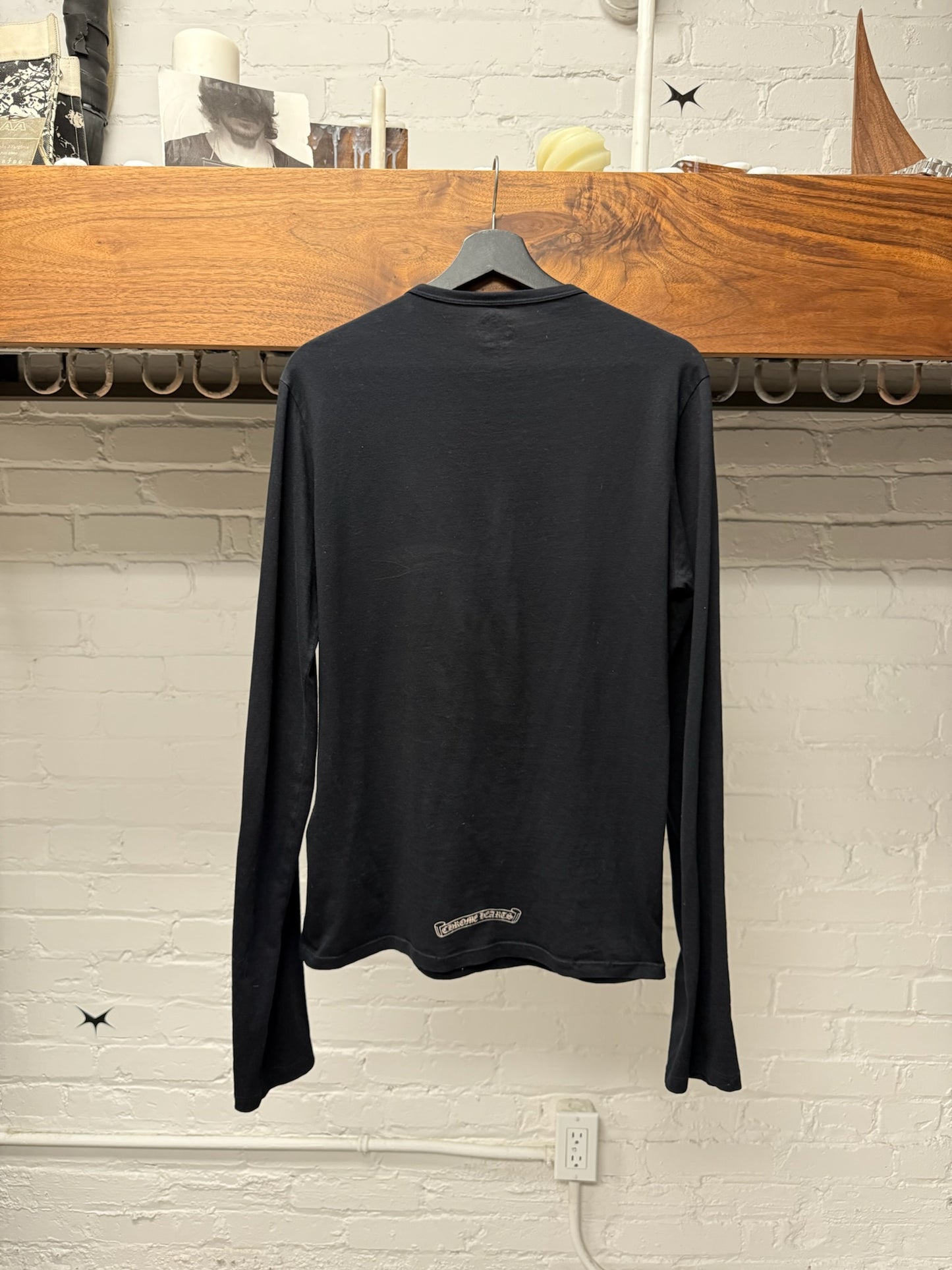 Chrome Hearts Cross Emblem Black Long Sleeve ‘Henley’ Shirt