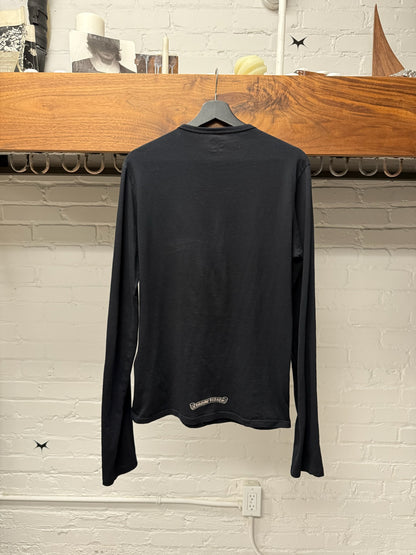 Chrome Hearts Cross Emblem Black Long Sleeve ‘Henley’ Shirt
