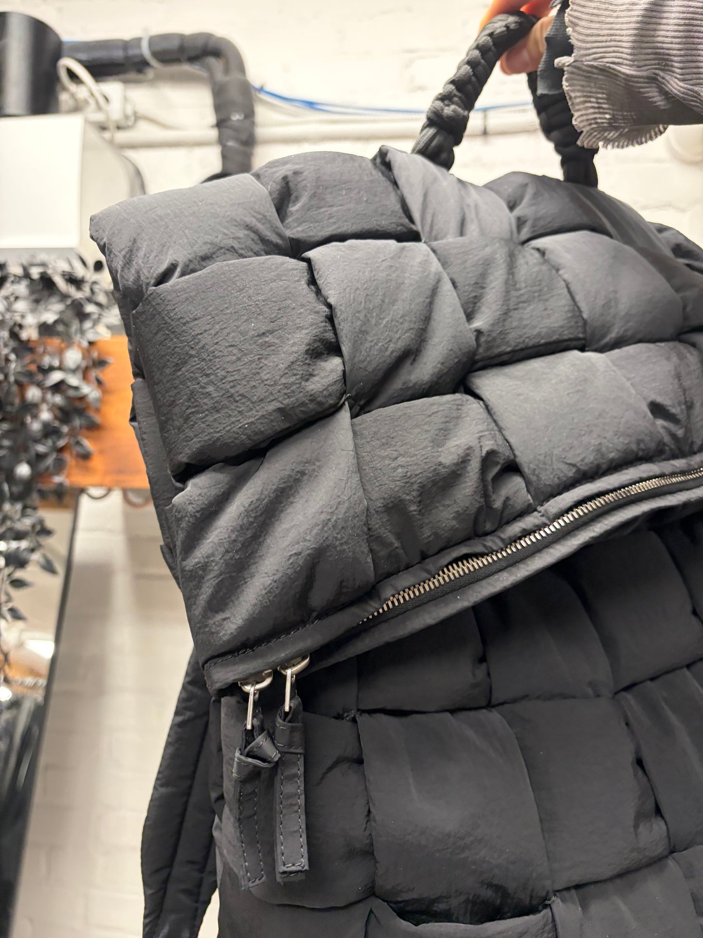 Bottega Veneta Black Padded ‘Cassette’ Jumbo Intrecciato Puffer Backpack