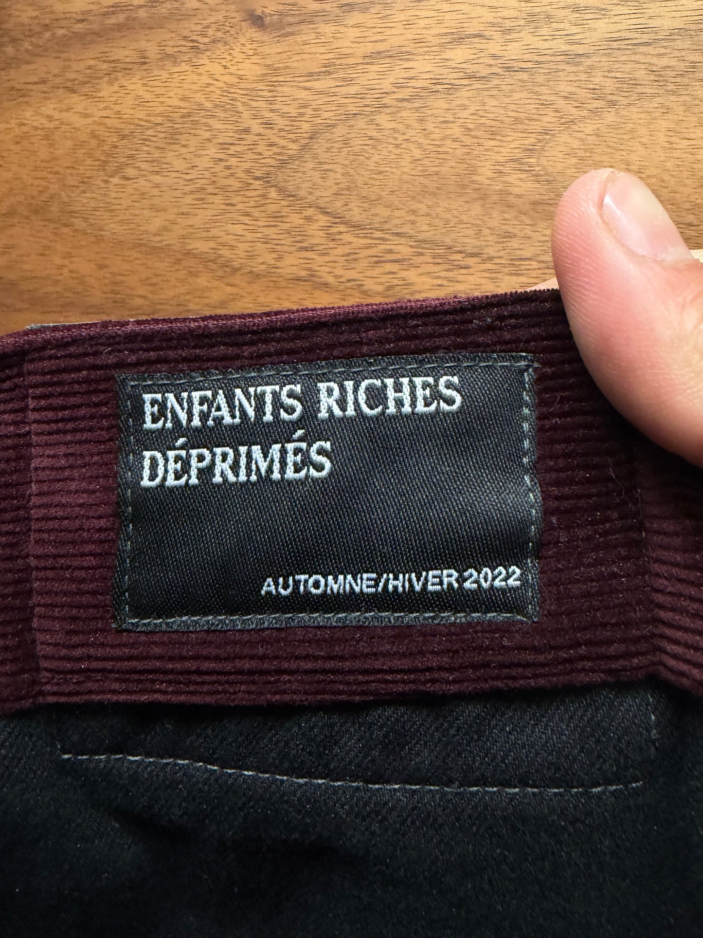 AW2022 Enfants Riches Deprimes ‘Poeise’ Embroidered Dark Red Corduroy Pants