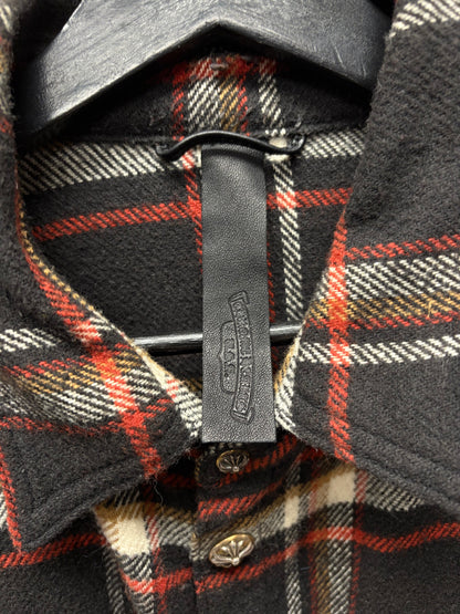 Chrome Hearts ‘Work Dog’ Heavy Wool Plaid Flannel Button Snap Shirt