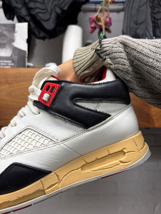 Maison Margiela ‘DDSTK’ White/Red Leather High Top Sneakers