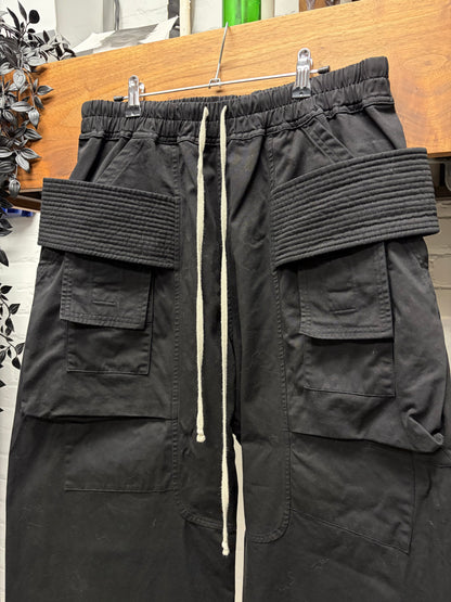 Rick Owens ‘Creatch’ Black Wide Leg Drawstring Cargo Pants