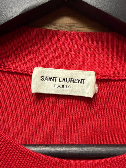2017 Saint Laurent ‘YSL University’ Red/Black Knit Logo Sweater
