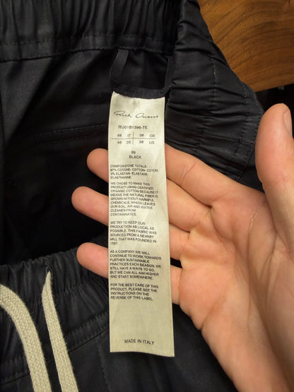 SS2022 Rick Owens ‘Fogachine’ Black Nylon Drawstring Cargo Joggers