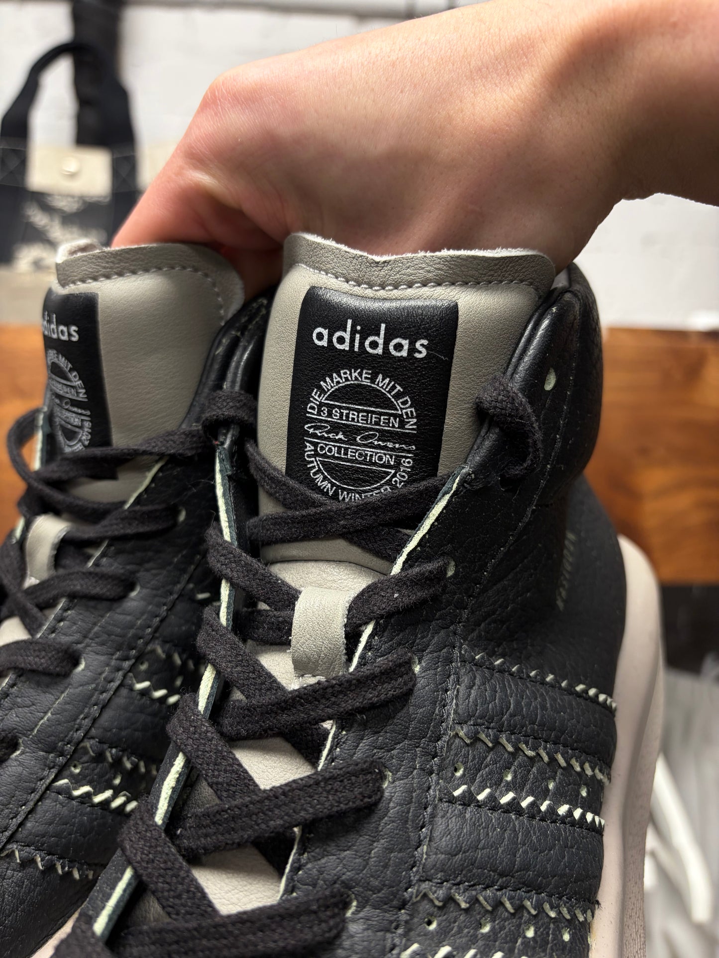 Rick Owens x Adidas ‘Mastadon Pro Model’ Premium Leather High Top Sneakers